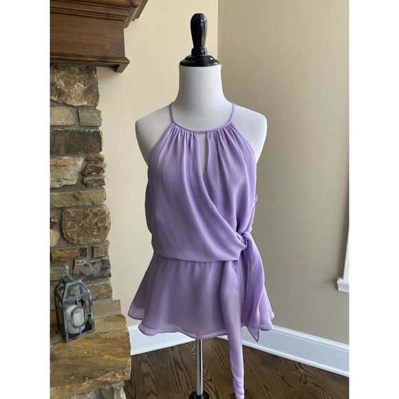 Parker 'Sally' Purple Silk Wrap Waist High Neck Cami NWT - Picture 3 of 9